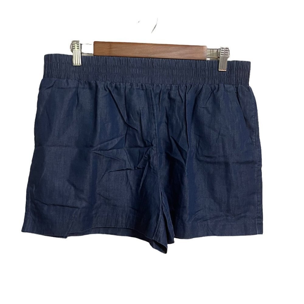 Apt 9 Womens Blue Chambray Cotton Lycocell High Rise Stretch Waist Shorts Medium